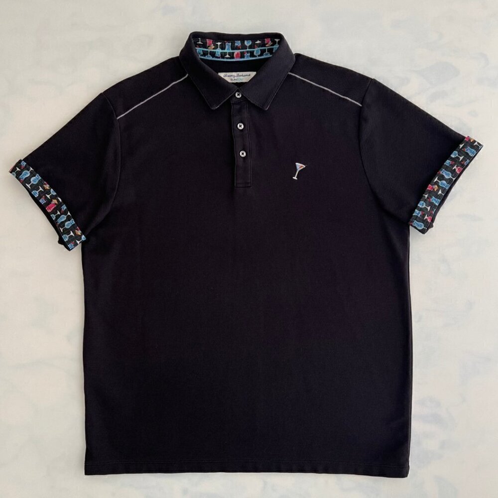 Tommy Bahama Cocktail Time Five o'Clock IslandZone Polo Black Size M